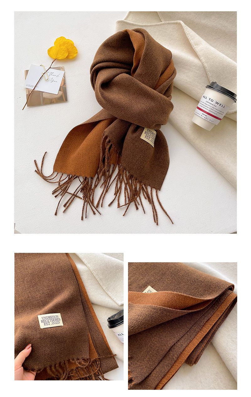 Nuova sciarpa di alta qualità 2025, versione coreana invernale da donna, versatile, in imitazione cashmere, calda, tinta unita, spessa, morbida, cerata, bifacciale_voghion.com