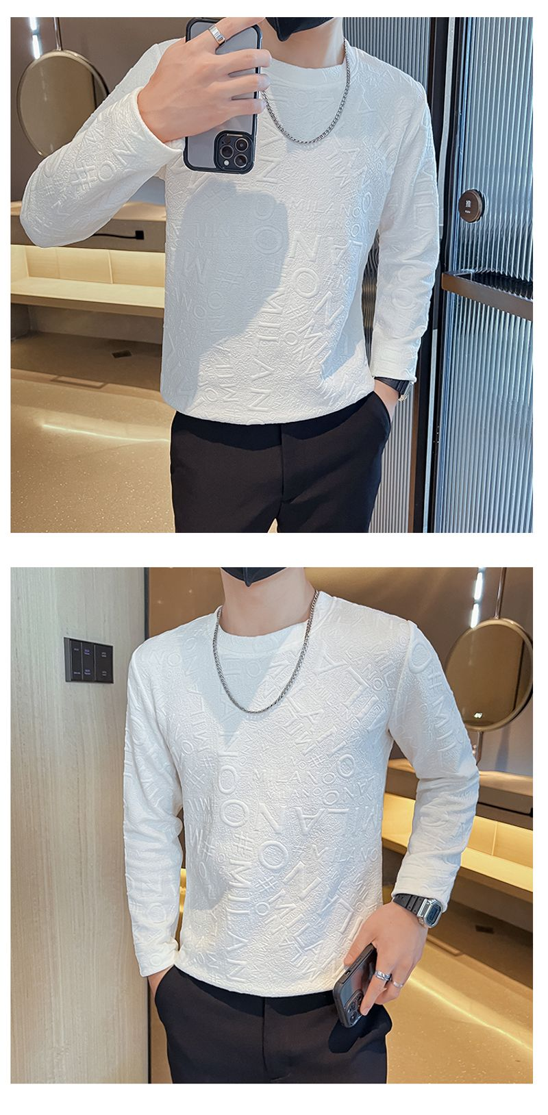 Sweats à capuche pour hommes, tendances printemps-automne, ins, ruffians et beaux t-shirts à manches longues avec une base, vêtements pour hommes,_voghion.com