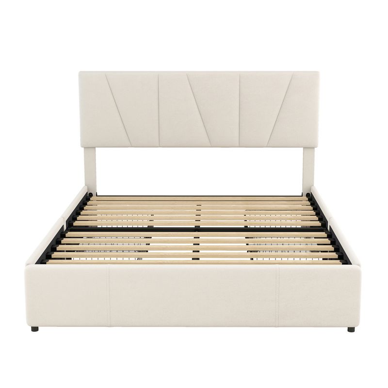 Plateforme de Polster Double taille, avec deux lames de protection sur deux côtés, tête de lit polyvalente, Beige (140x200cm)_voghion.com