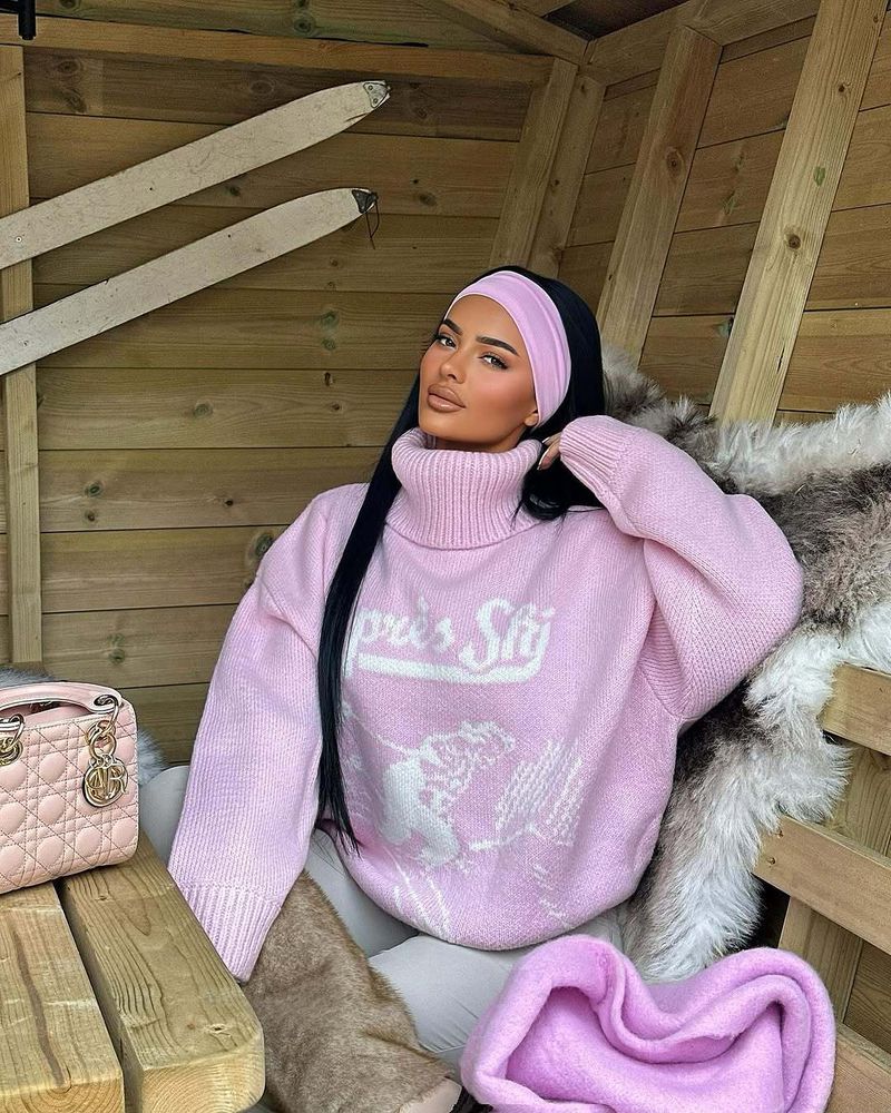 Pull confortable à imprimé cerf pour femme, manches longues, col rond, coupe ample, tricot, tendance automne-hiver_voghion.com