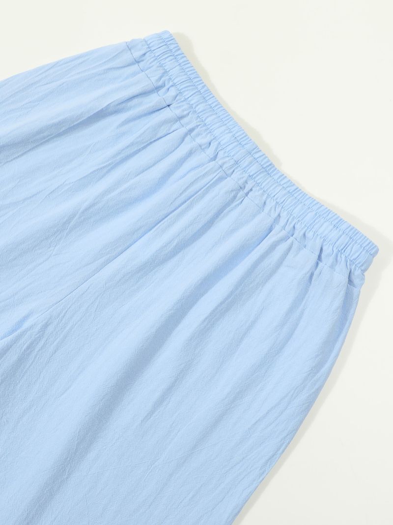 Pantaloncini estivi da uomo in cotone e lino, casual americani, larghi e dritti, con bottoni_voghion.com