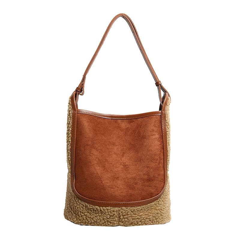 Borsa a tracolla monospalla grande e capiente con trama intrecciata per donna, nuova borsa a secchiello versatile casual invernale 2023_voghion.com