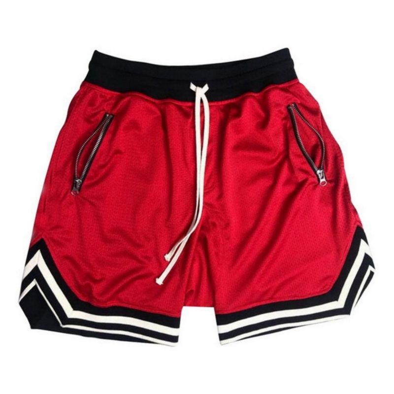 Summer Men's Thin Pocket Zipper Solid Color Shorts Mesh Sports Shorts Men's Running Training Breathable Fitness Shorts_voghion.com