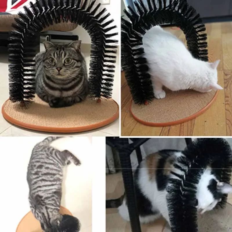 Giocattolo per gatti, arco per la toelettatura, coccola il felino con una spazzola massaggiante per la toelettatura con tiragraffi, giocattolo per gatti, giocattoli interattivi_voghion.com
