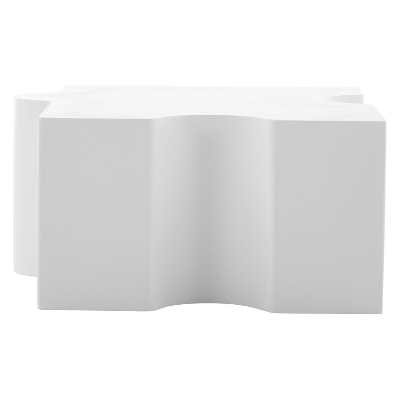 Table basse unique blanche à motif puzzle (65 x 65 x 32 cm), table basse rembourrée en MDF, table basse de salon art abstrait pour une décoration d'intérieur moderne._voghion.com