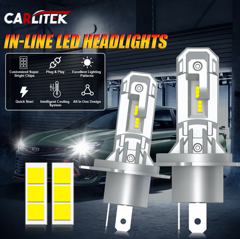 CARLitek Scheinwerferlampe H4 Moto 6000K Weiß Fernlicht Abblendlicht Autolampen Autolichter 12V H7 LED 1:1 Halogen Minigröße_voghion.com