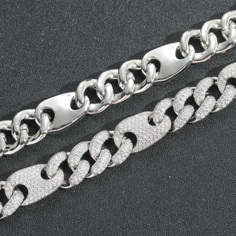Unisex Hip Hop Zircon Bracelet 15mm Three To One Pig Nose Bubble Cuban Chain Trendy Men's Accessories_voghion.com