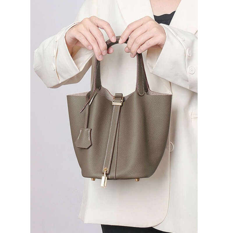 Basket Damen Echtleder High Version 2025, Nischenhandtasche, Bucket Bag_voghion.com