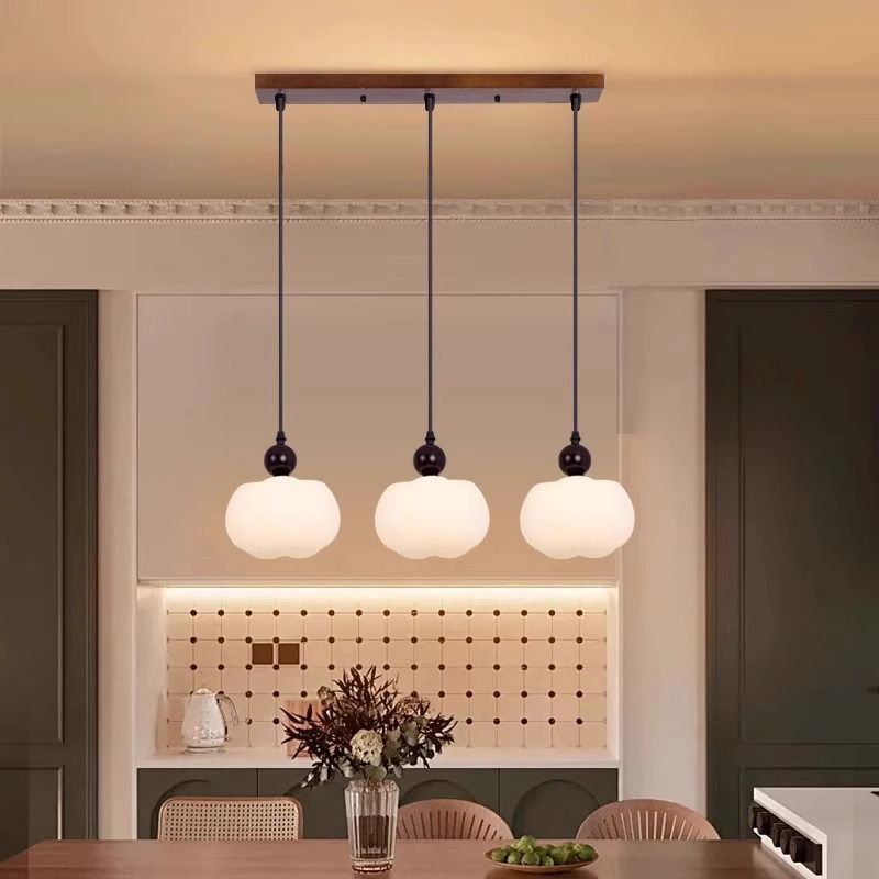 Lámpara colgante de estilo vintage de tres cabezas, de madera de nogal, de tira larga, para comedor, creativa, comercial, para restaurante._voghion.com