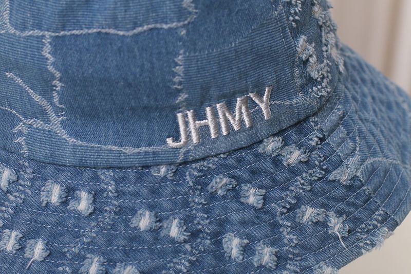 Simple Letter Embroidered Denim Bucket Hat Women's New Ripped Breathable Sunshade Washbasin Hat_voghion.com