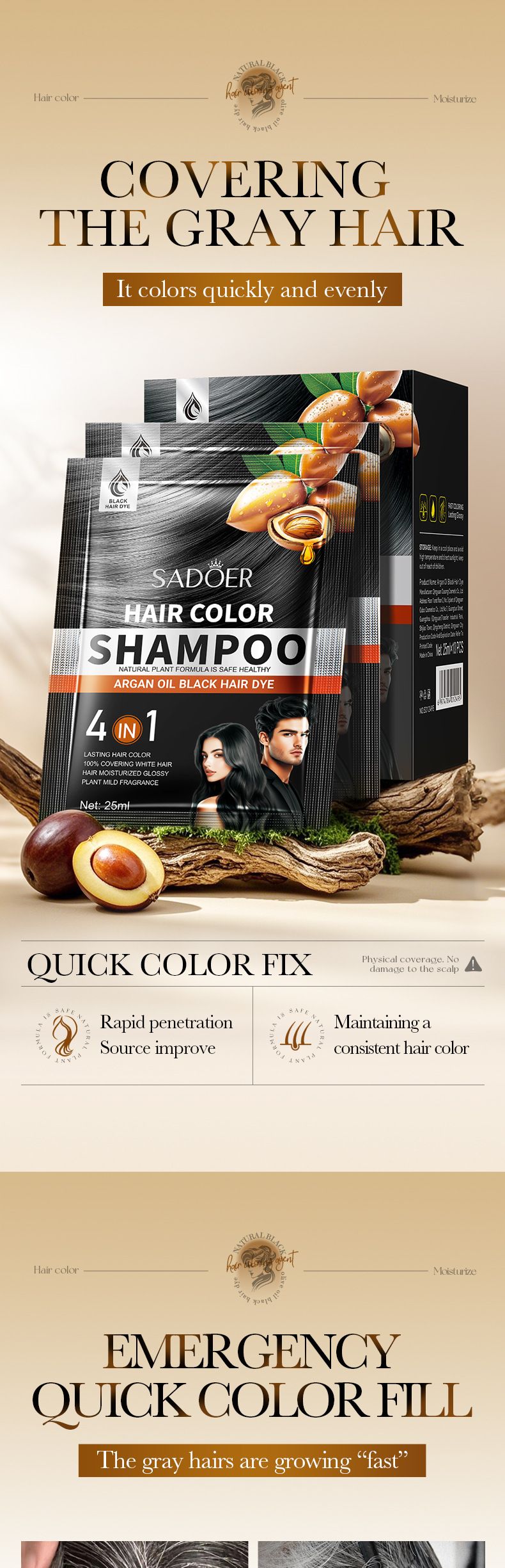 Salone di bellezza SADOER con estratto vegetale di olio di argan, salone di bellezza per capelli, decolorazione naturale nera gratuita per uomini e donne_voghion.com