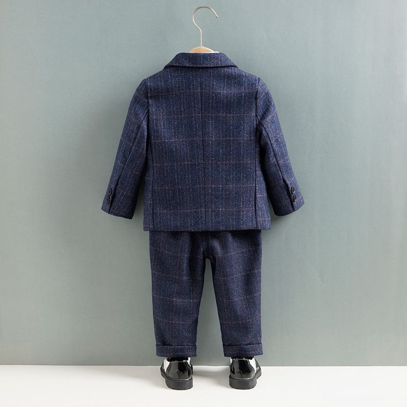 Traje pequeño para niños, traje de tres piezas para niños con flores de primavera y otoño, estilo británico_voghion.com