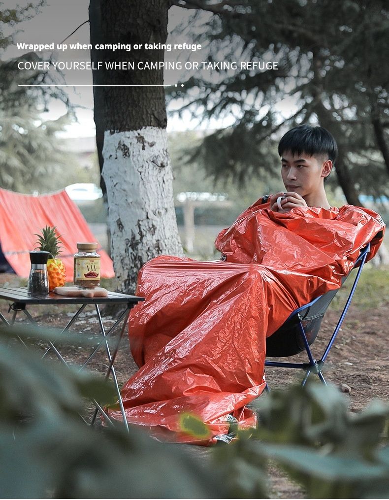 Pellicola in alluminio PE arancione semplice prevenzione del freddo e soccorso in caso di calamità sacco a pelo caldo di emergenza, borsa portaoggetti_voghion.com