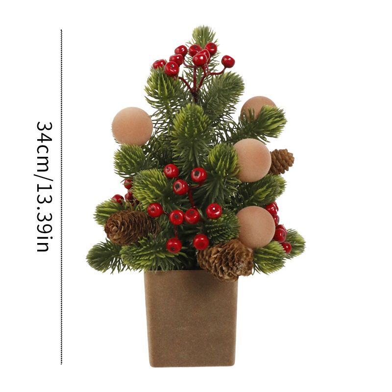 Christmas Decorations, Exquisite PE Nobeson Ins Tabletop Flocking Ball Red Fruit Mini Christmas Tree_voghion.com
