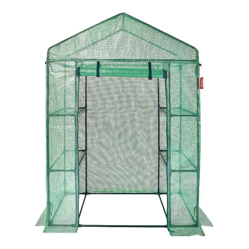 Copertura U Set 4.6 con ripiani in acciaio alti 2.4 e struttura della serra resistente, walk-in Ft con 6.7 X PE verde, finestre e porte X_voghion.com