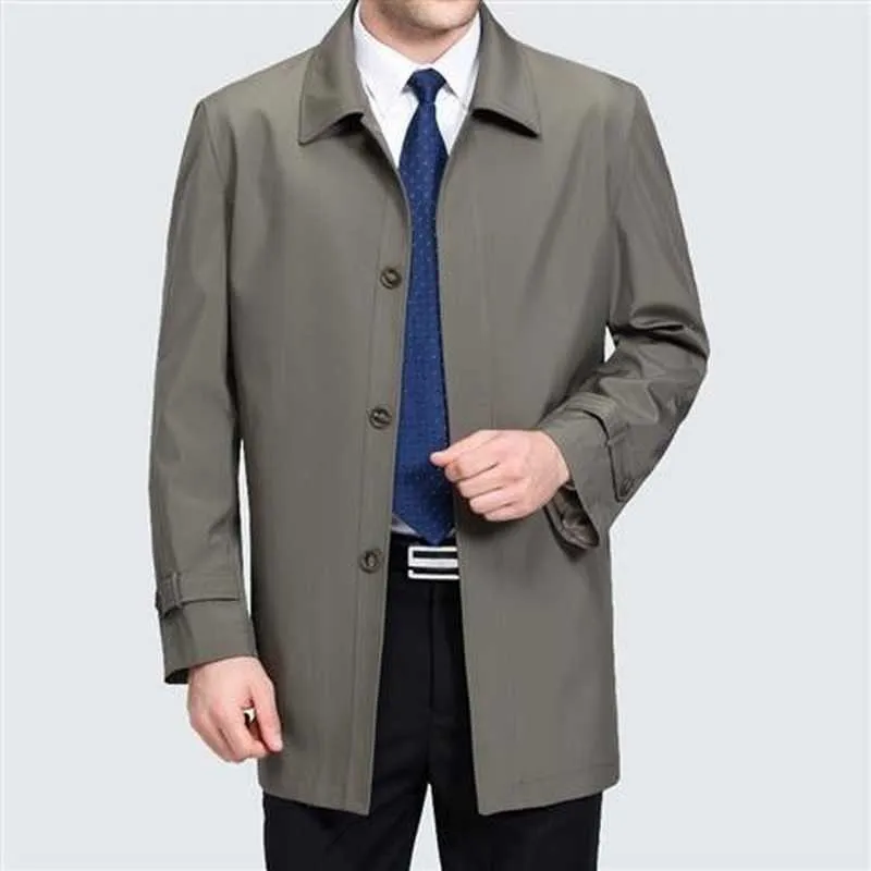 Coats Men's Jackets 2022 Spring Single Breasted Medium-Long Trench Male Solid Color Khaki Coat Windbreaker 3XL Y867_voghion.com