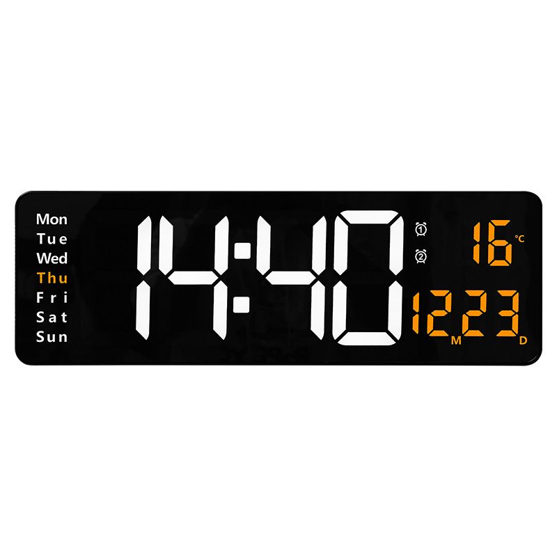 16 Zoll große digitale Wanduhr, Timer und Alarm mit RGB-Farbwechsel, Temperaturanzeige für den großen Bildschirm im Home Office_voghion.com