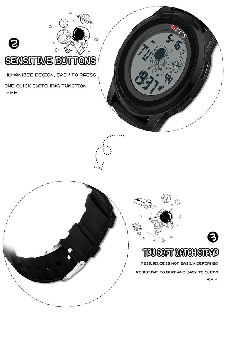 Digital Sports Watch With Astronaut Design – 50M Waterproof, LED Backlight, Countdown Timer & Dual Time – Lightweight TPU Strap_voghion.com