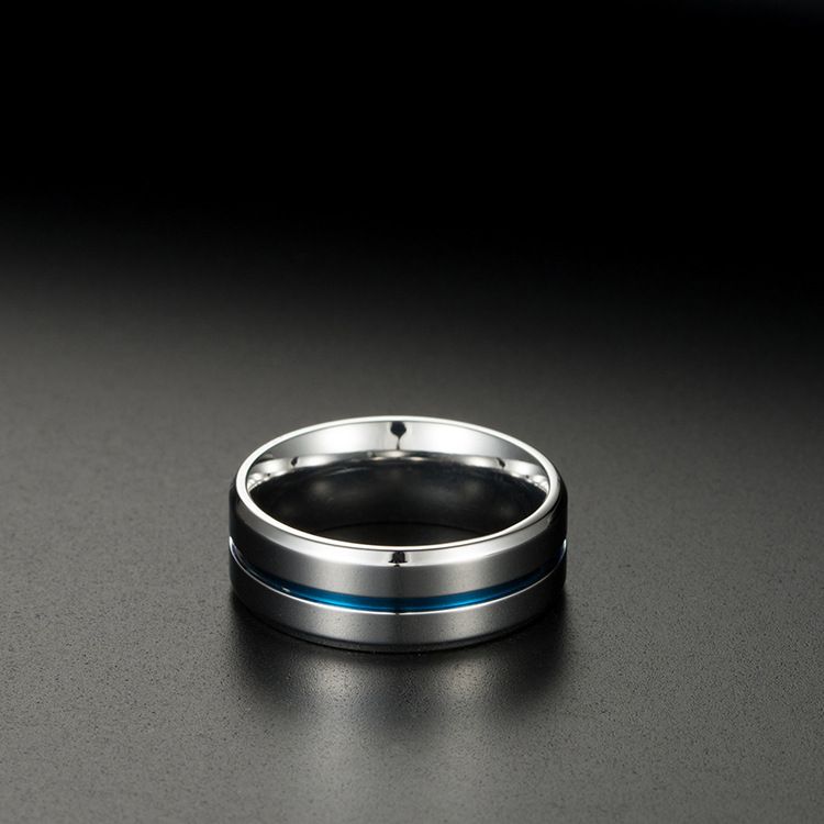 Einfache blau nut titanium stahl ring edelstahl schmuck zubehör_voghion.com