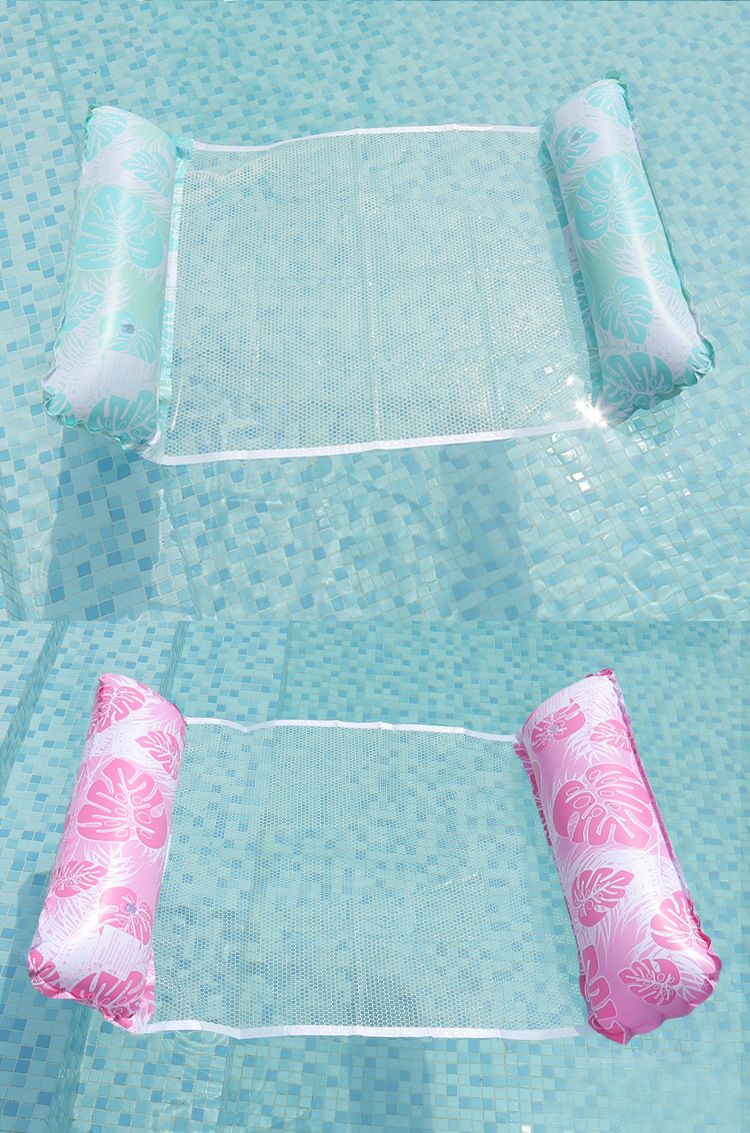 Premium Inflatable Hammock - Dual-Tube Anti-Burst Design With Leaf Pattern & Breathable Mesh (Heavy-Duty PVC Adult-Size For Pool/Lake)_voghion.com