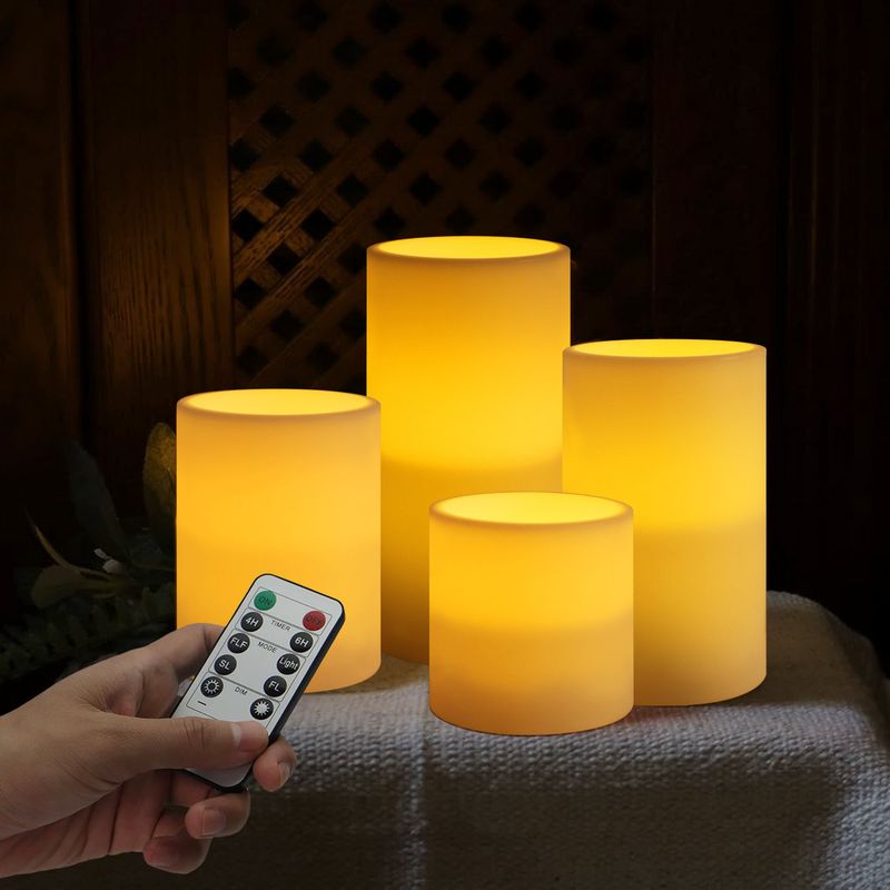 Flammenlose LED-Kerzen – Fernbedienung, Timer, 3D-Wachstextur, sicher für Heim- und Feiertagsdekoration (6er-Pack, warmweißes Flackern)_voghion.com