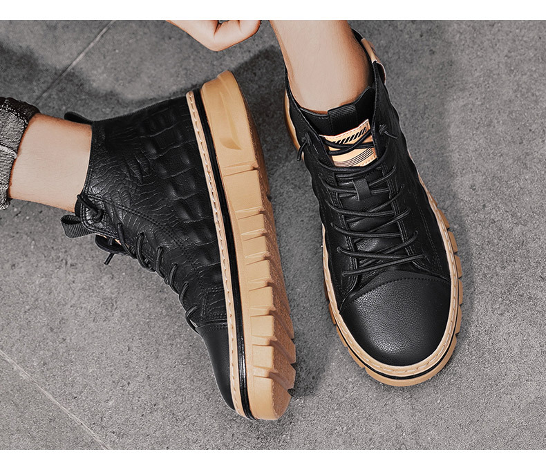 Martin støvlers high-top britisk stil ins mid-top arbejdstøj trendy 2023 efterår og vinter sorte motorcykelsko til_voghion.com