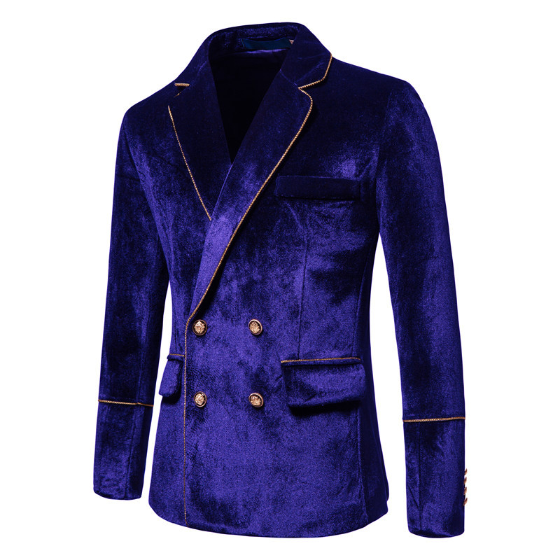 Abito da uomo doppiopetto in velluto color oro_voghion.com