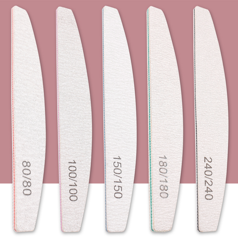 Sides 1Pcs Double Nail File Sandpaper Thick Thick Professional Files for Manicure Half-moon Abrasive Lime s_voghion.com