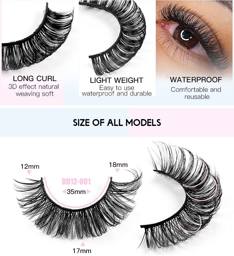 Lash extension set 12 pairs of eyelashes Natural fiber eyelashes thick artificial eyelashes_voghion.com