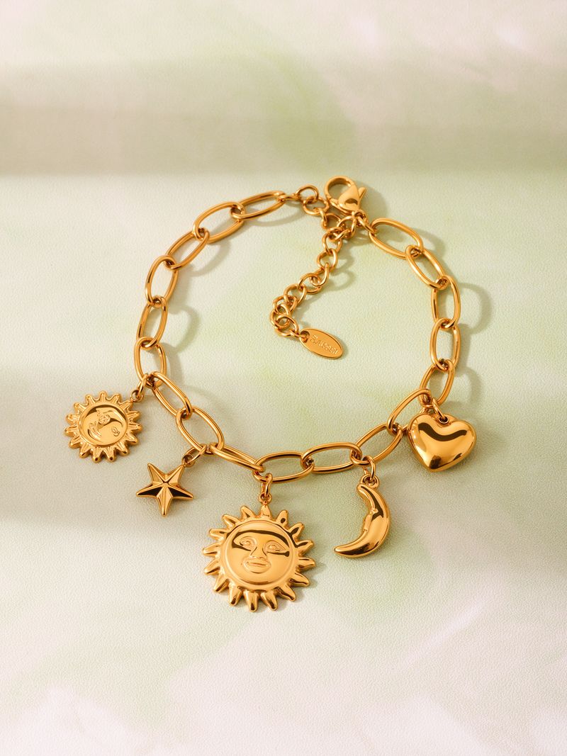 Damenschmuck Sonnengöttin Mond Liebe Herz Multi Zubehör DIY Armband Edelstahl Beliebter Fußkettchen Schmuck_voghion.com