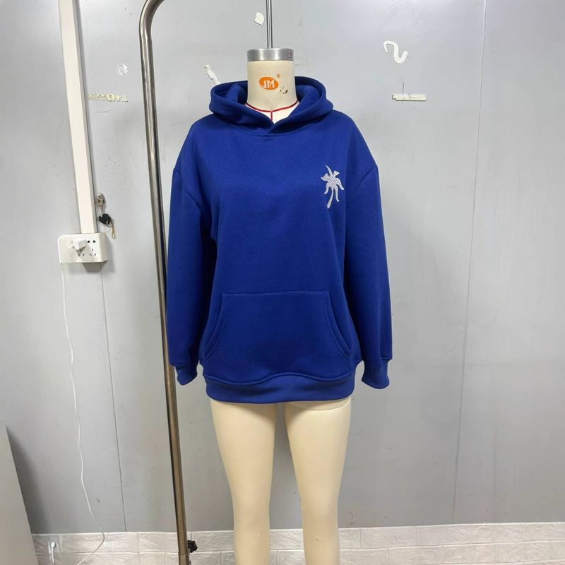 Felpa con cappuccio casual ricamata alla moda_voghion.com