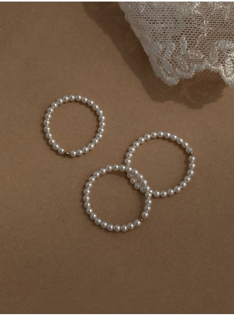 Retro yüksek dereceli düz yüzük küçük inci yüzük kadın niş benzersiz hafif lüks tatlı gıda parmak yüzük moda tüm maç_voghion.com