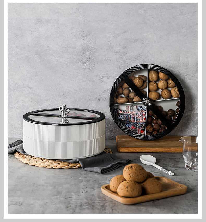 Luxury Plastic Household Living Room Storage With Lid Double Layer Snack Special Candy Box Dried Fruit Plate_voghion.com