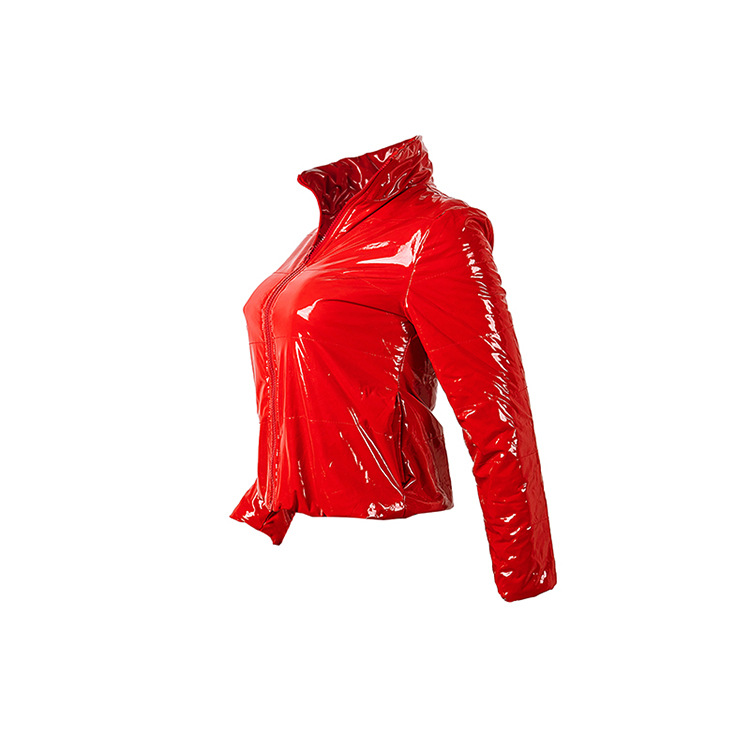 Giacca imbottita in pelle PU brillante da donna, giacca calda, nuovo cappotto solido autunnale e invernale_voghion.com