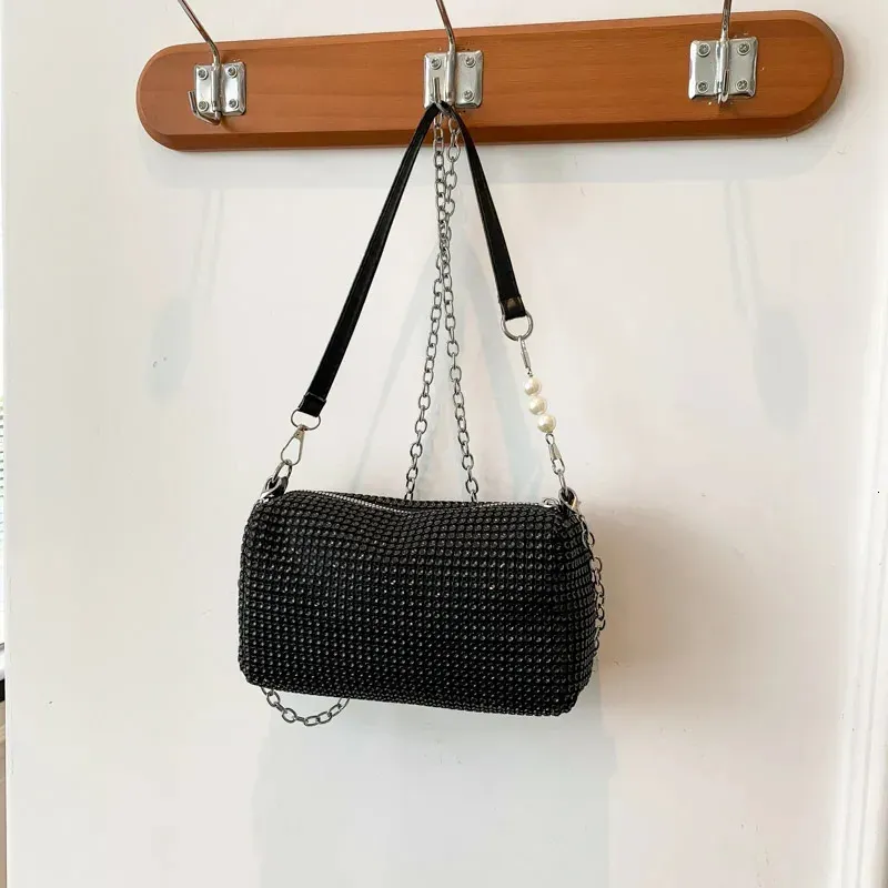Borsa da sera glamour, borsa a tracolla, per donna, con strass lucidi, in PVC, con chiusura a cerniera quadrata, per feste, eventi di gala_voghion.com