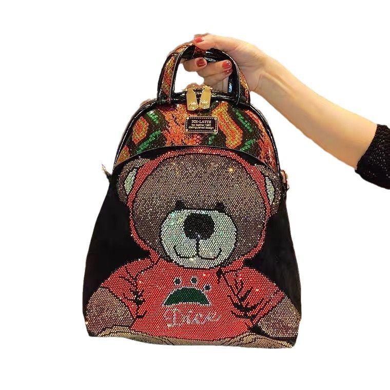 24 Autumn Winter New Style Backpack With Rhinestones, High-Quality Fashionable Large Capacity Lightweight Versatile Hot_voghion.com