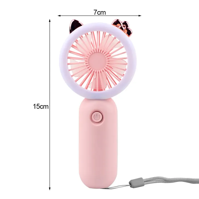 Składany, przenośny wentylator na szyję, ręczny, mini wentylator USB z 3 prędkościami ładowania i małą lampką nocną LED, letnie prezenty_voghion.com