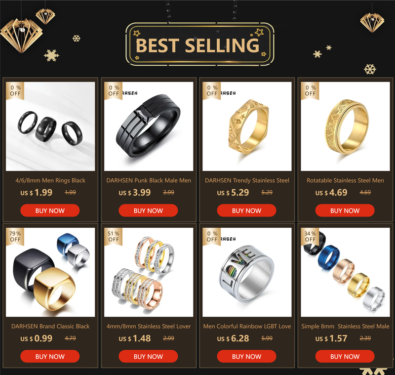 2025 Nuovi arrivi DARHSEN Anello da uomo con teschio girevole in acciaio inossidabile punk, colore argento, gioielli alla moda, taglia 7 8 9 10 11 12 13_voghion.com