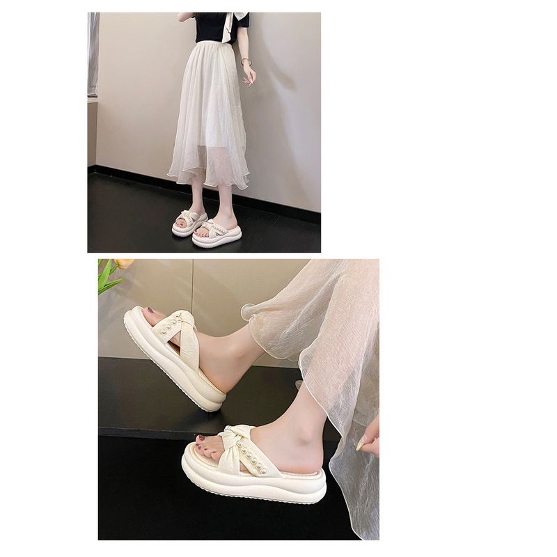 French Style Nicole Outdoor Non-slip Thick Bottom Women's Slippers 2025 Summer New Fashion Pearls Casual Sandals_voghion.com