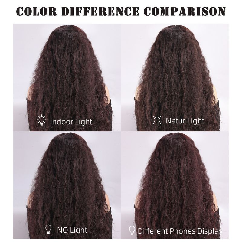 Parrucca con extension per capelli, nuova parrucca per donna, capelli neri ricci alla moda, ondulati, ricci di mais, riga centrale, frangia, copricapo completo._voghion.com