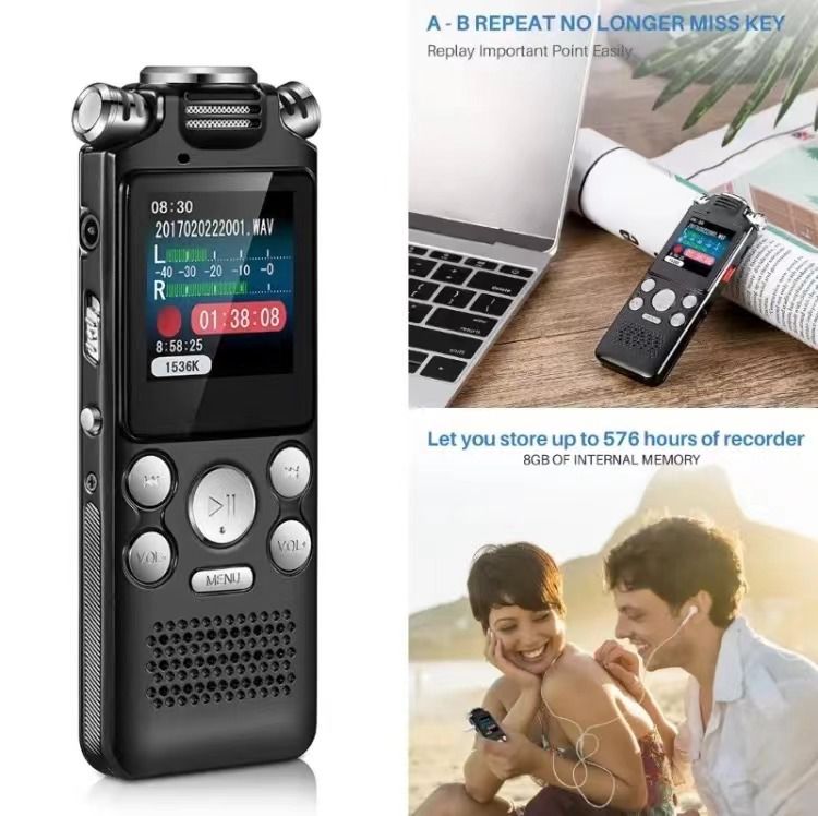 8822 HD Digital MP3 Player With Dual Mic Recording, Noise Reduction, Portable Walkman Music Player For Professional Audio_voghion.com