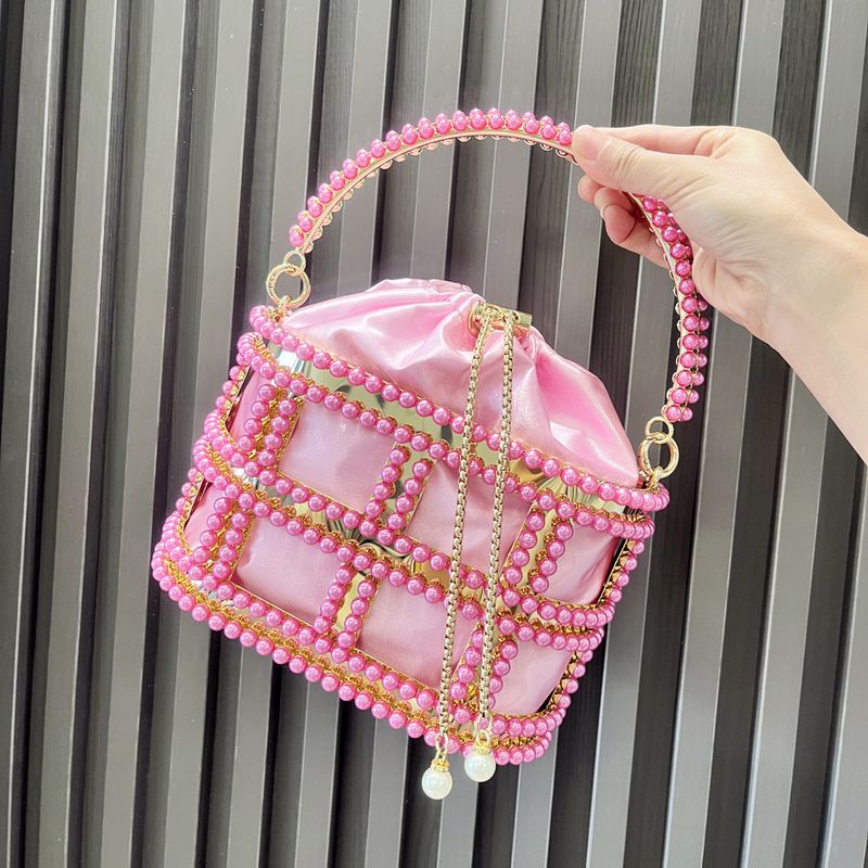 Diamond Bird Cage Bag Diamond Studded Fashionable Evening Bag Ladies Handbag Metal Chain Evening Bag_voghion.com
