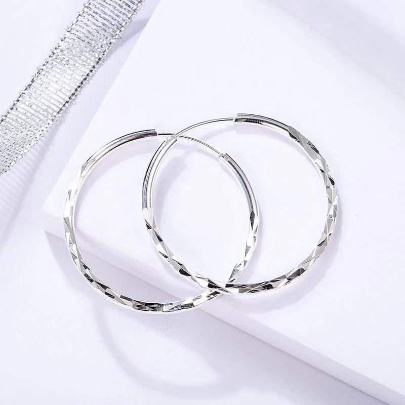 Accessories Gold-Plated Diameter 1.4inch Large Circle Exaggerated Earrings Geometric Concave-Convex Style Women's Ear_voghion.com