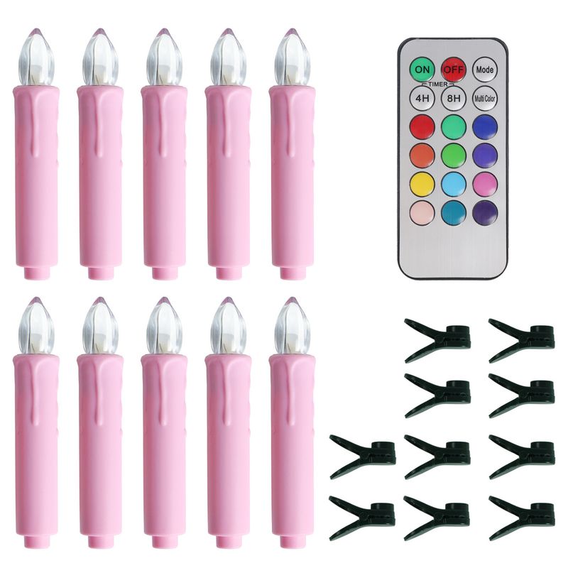 Timer Fernbedienung Kerze Mit Clip Multi Farbe Shell Weihnachten Baum Layout Weihnachten Dekoration Atmosphäre LED Stange Kerze_voghion.com