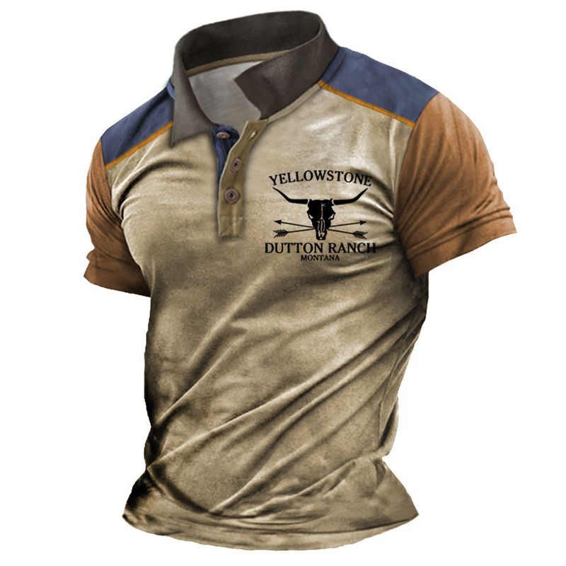 T-Shirt mit Rundhalsausschnitt und kontrastierendem Bullen-Print für Herren in europäischer Größe_voghion.com