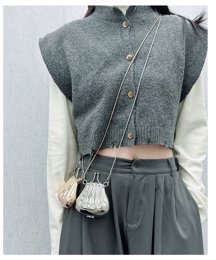 Mini porte-monnaie en métal avec rouge à lèvres – Portefeuille bandoulière tendance pour femme avec différents motifs_voghion.com