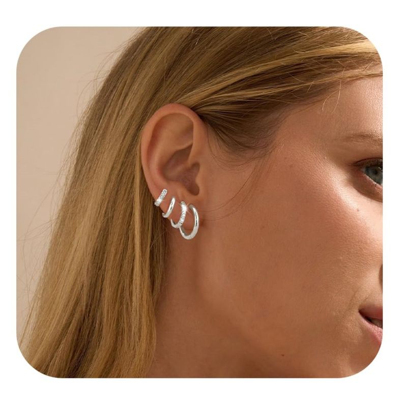 Brincos redondos versáteis com incrustação de zircônia na moda, galvanizados a ouro verdadeiro, conjunto de brincos para mulheres_voghion.com