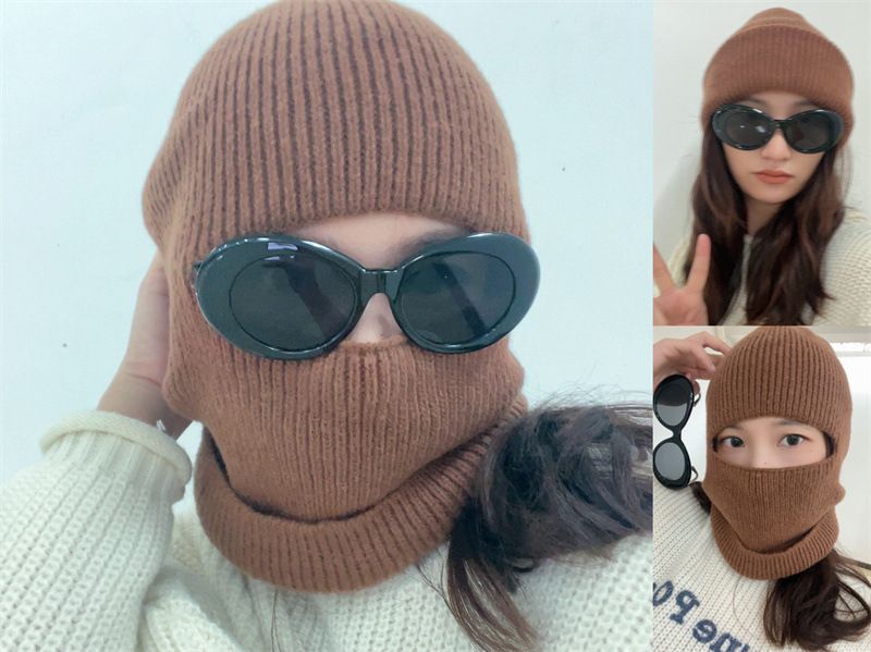 Balaklava, én lue, to bruksområder, vindtett lue med ansiktsbeskyttelse for høst og vinter, strikket lue med pullover, ulllue, nakkebeskyttelse_voghion.com