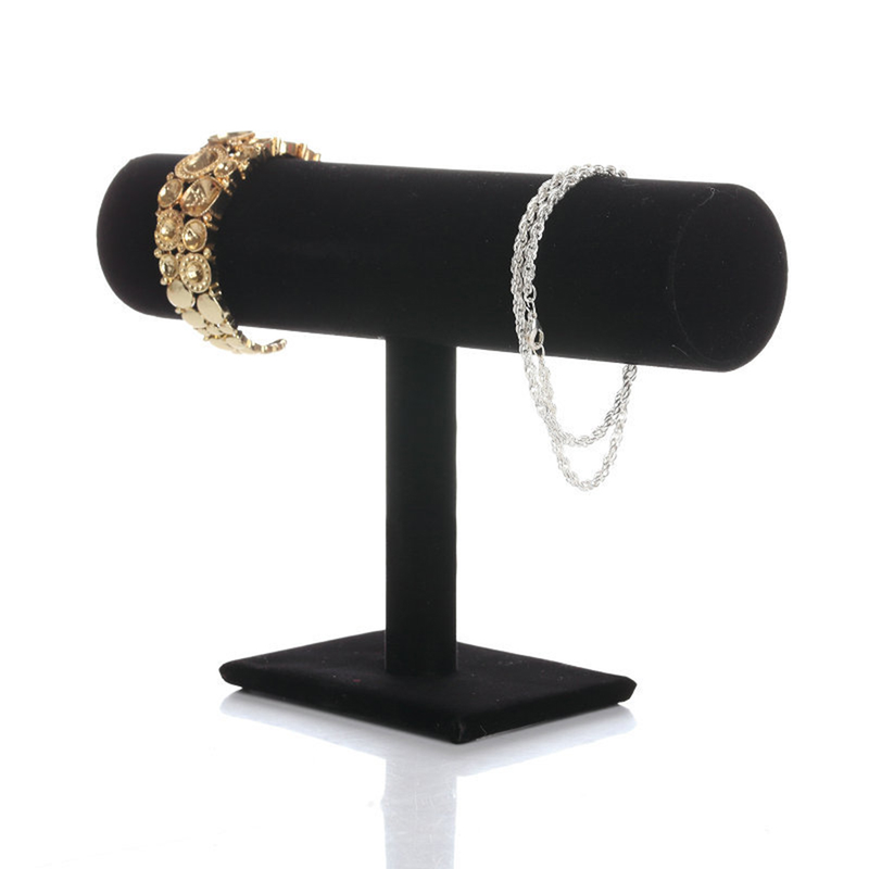 Qianbihe Fashion Catifea Brățară Brățară Colier Bijuterii Stand de Afișare Organizator-Negru_voghion.com