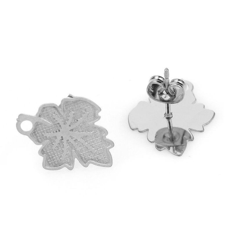 Ganci in foglia d'acero fai-da-te in acciaio inossidabile, accessori di gioielli fatti a mano elettrolitici sotto vuoto, orecchini e materiali per spille per le orecchie_voghion.com